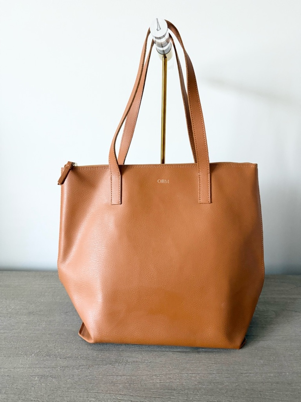 Mark & Graham Monogram OBM Tan Leather Tote - Everyday Shoulder Bag